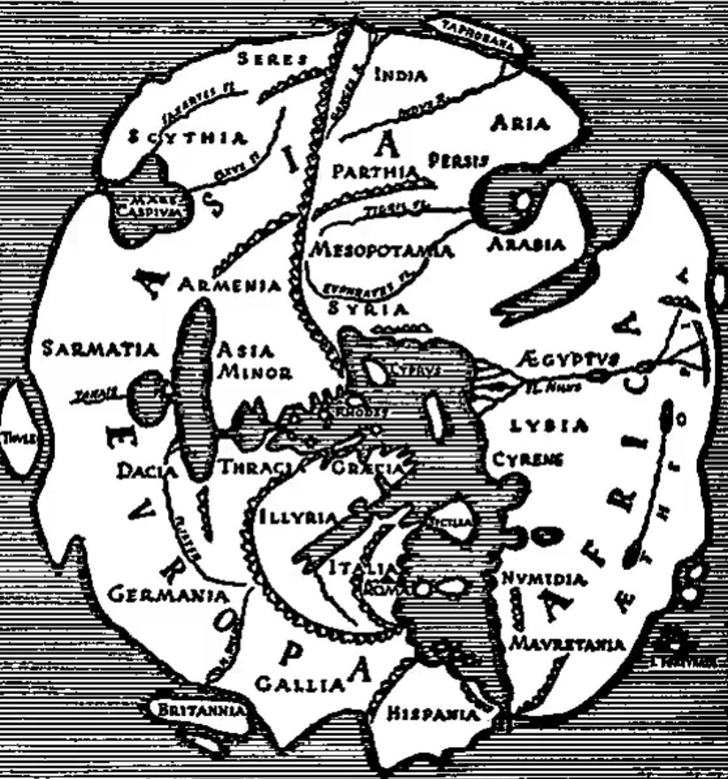 Rzymska mapa świata Orbis Terrarum, narysowany przez Erwina Raisza