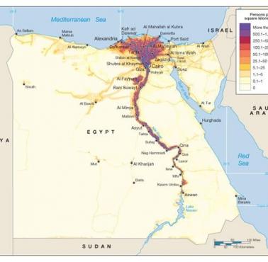 Mapa gęstości zaludnienia Egiptu