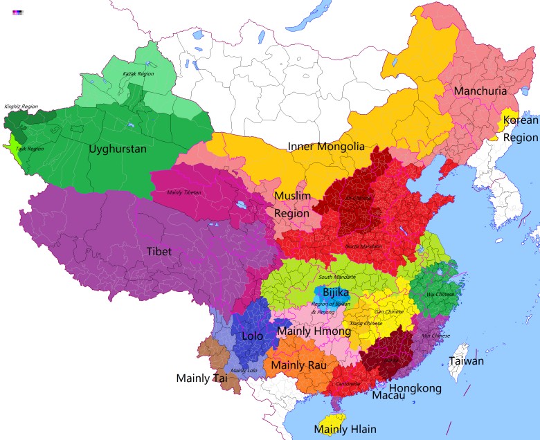 Etnolingwistyczna mapa Chin