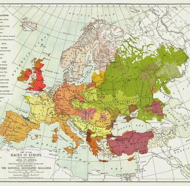 Mapa rasowa Europy z 1919 roku