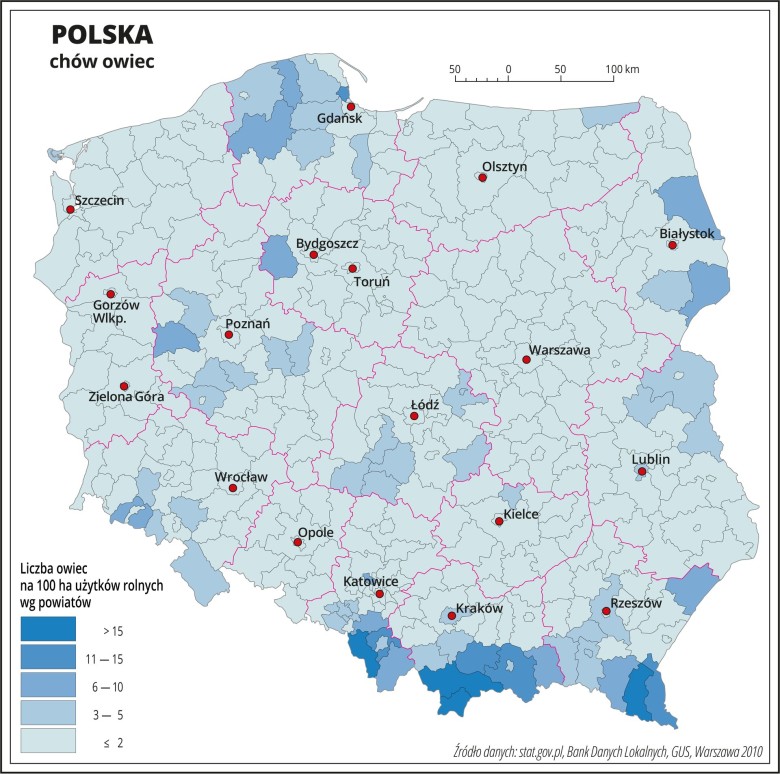 Chów owiec w Polsce, 2010