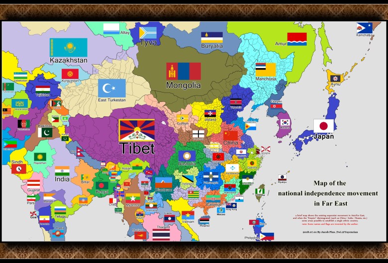 Mapa ruchów niepodległościowych w Azji Mapa autorstwa Jacoba Piusa