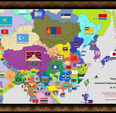 Mapa ruchów niepodległościowych w Azji Mapa autorstwa Jacoba Piusa