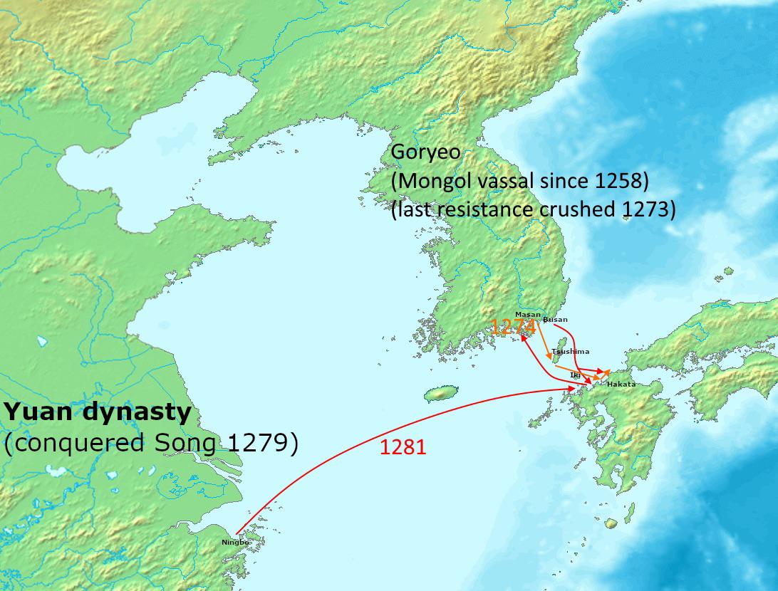 Mongolska inwazja na Japonię,1258,  1274-1284