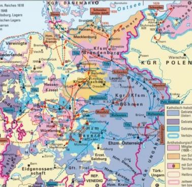 Niemcy podczas wojny trzydziestoletniej 1618-1648 - operacje wojenne, bitwy