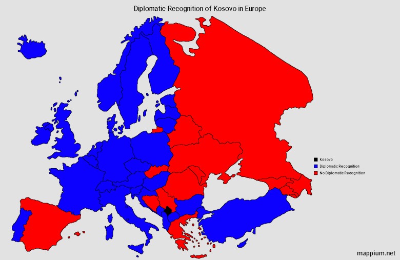 Państwa w Europie, które uznają Kosowo, 2018