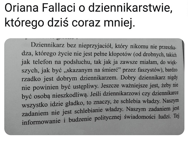 Oriana Fallaci o dziennikarstwie