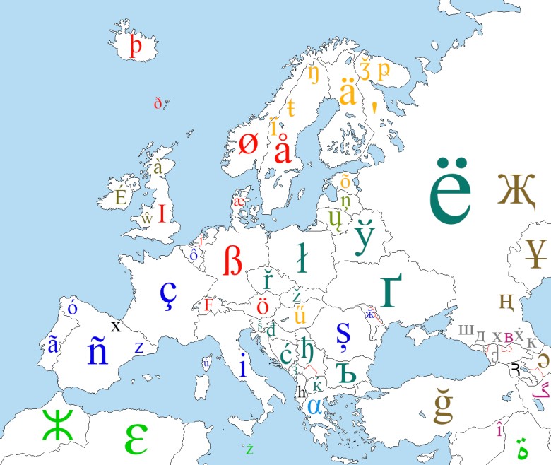 Języki Europy reprezentowane pojedynczą literą