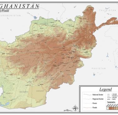 Topograficzna mapa Afganistanu