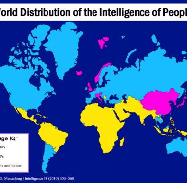Średnie IQ na świecie, 2010, badania R. Lynn