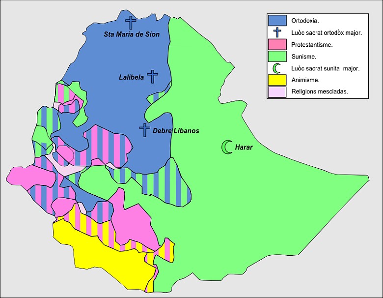 Religie w Etiopii z podziałem na obszary