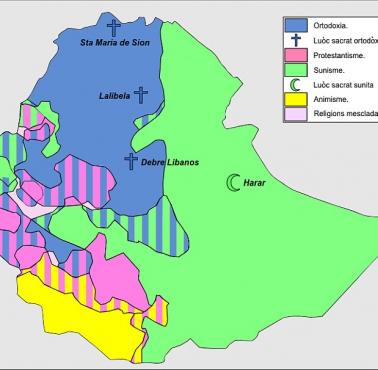 Religie w Etiopii z podziałem na obszary