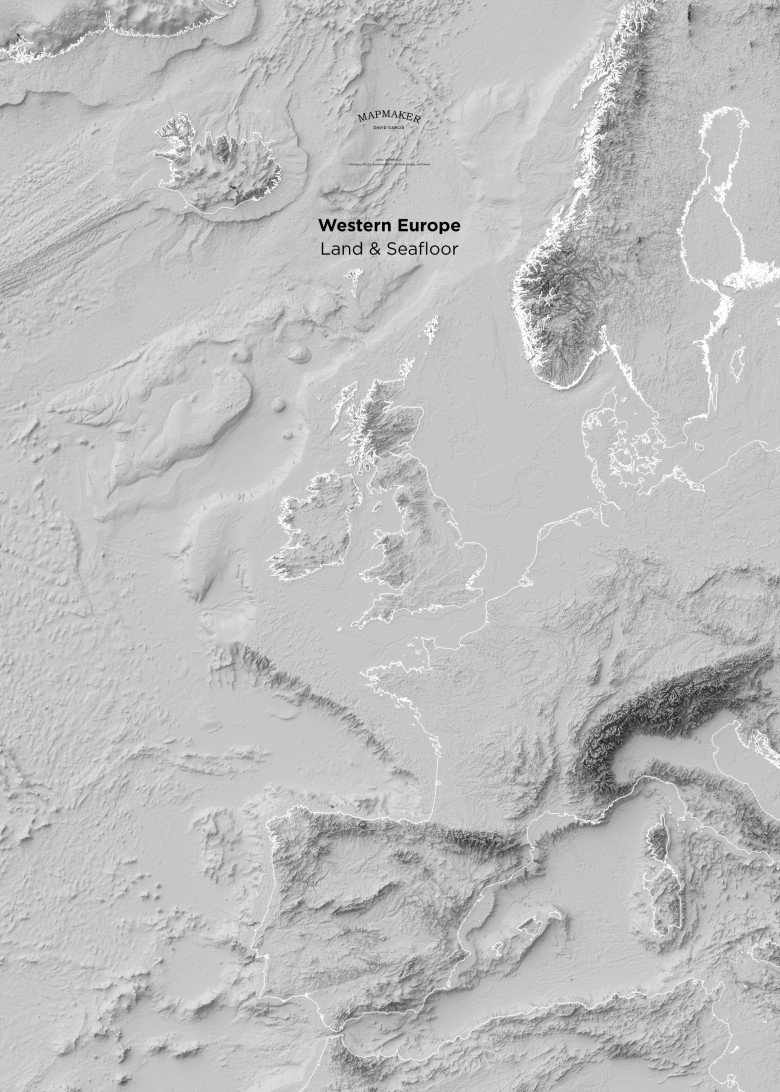 Topograficzna mapa Europy Zachodniej