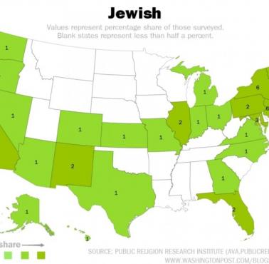 Żydzi w USA z podziałem na stany