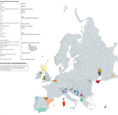 Mapa aktywnych ruchów separatystycznych w Europie