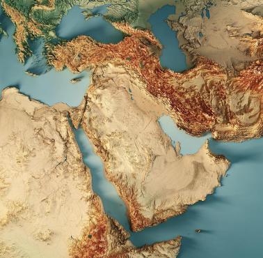 Reliefowa mapa Bliskiego Wschodu (topograficzna)