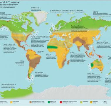 Zmiany klimatyczne na Ziemi w wyniku podniesienia się średniej temperatury o 4 stopnie Celsjusza (eng)