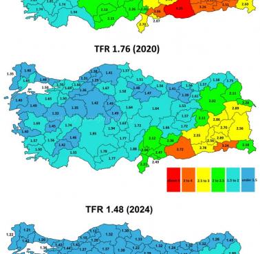 Spadek wskaźnika dzietności w Turcji z 2,11 do 1,48 w ciągu 8 lat, 2016-2024
