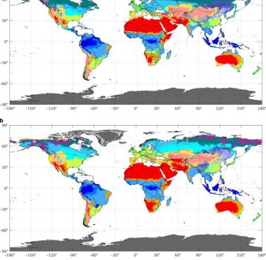 Mapy klasyfikacji klimatycznej Köppena-Geigera dla lat 1980-2016 i luźna prognoza 2071-2100