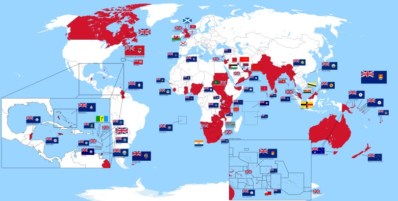 Mapa Imperium Brytyjskiego przed wybuchem II wojny światowej