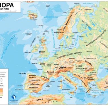 Mapa fizyczna Europy (w języku bretońskim)