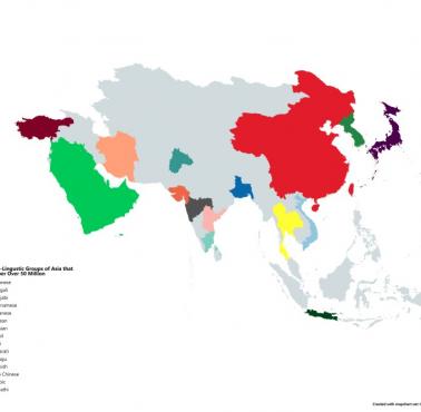Etno-lingwistyczne grupy Azji, które mają populacje powyżej 50 milionów