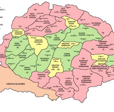 Węgry podzielone na kantony ("Szwajcaria Wschodu") - zaproponowane przez Miksę Strobla w 1918 roku