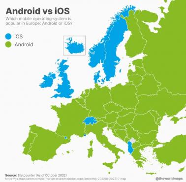 Który jest bardziej popularny? Android czy iOS?, 2022