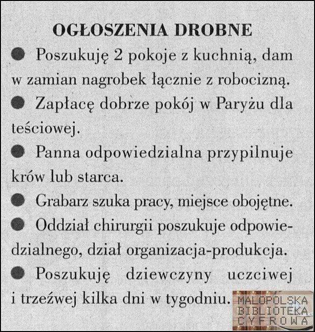 Ogłoszenia z II RP ... uczciwa