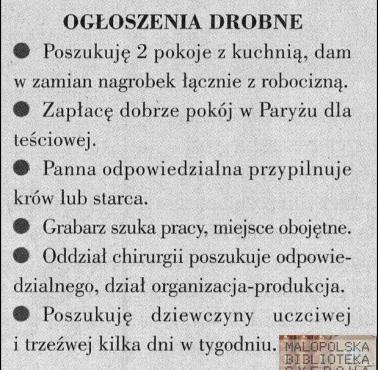 Ogłoszenia z II RP ... uczciwa