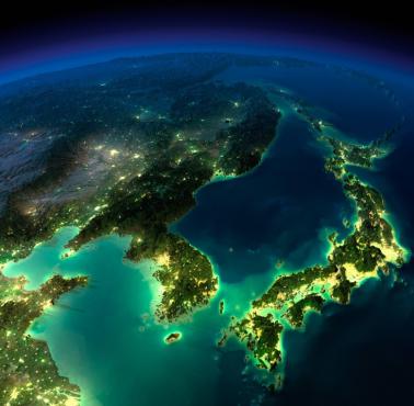 Reliefowa mapa Japonii, Chin, Korei, Rosji w części azjatyckiej