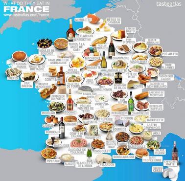 Francuska mapa regionalnych potraw i produktów
