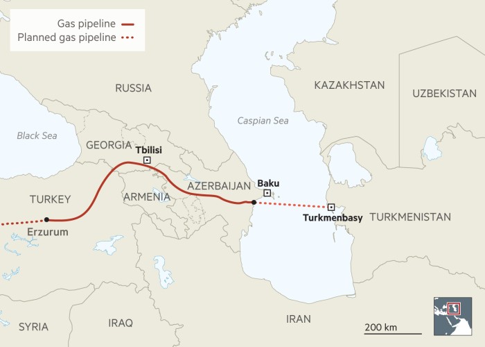 Przebieg gazociągu transkaspijskiego