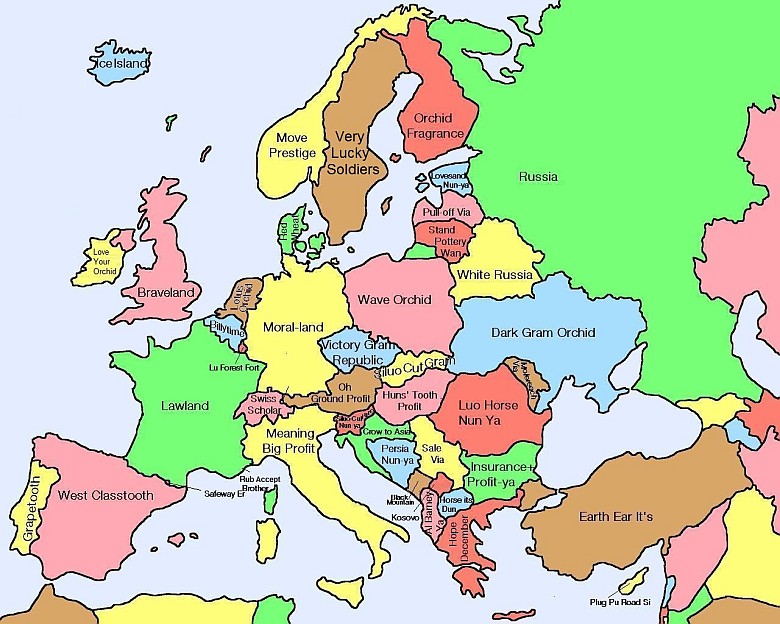 Dosłowne tłumaczenie chińskich nazw dla krajów europejskich