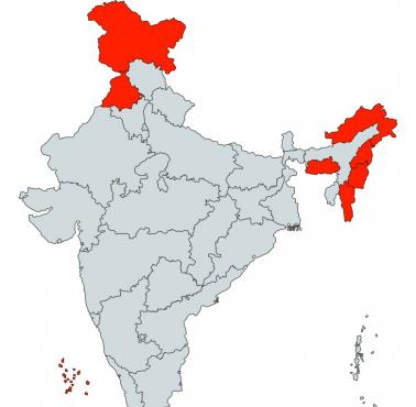 Regiony Indii, gdzie Hindusi stanowią mniejszość