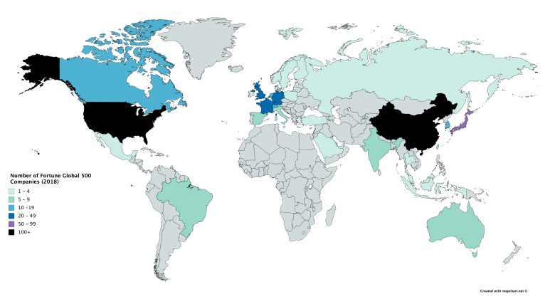 Lista największych przedsiębiorstw świata - Fortune 500, 2018