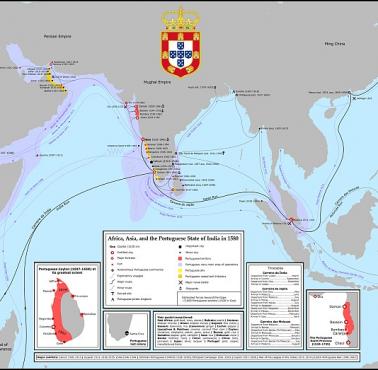 Portugalskie faktorie, porty, terytoria zależne w Azji i Afryce, koniec XVI wiek