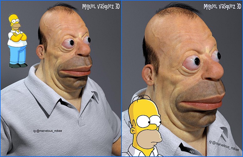 Jakby wyglądał Homer Simpson w prawdziwym życiu? (render 3d)