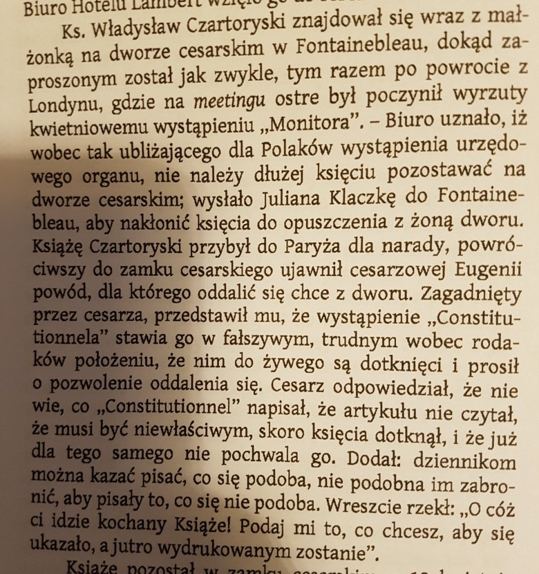 W półurzędowym piśmie francuskim pojawił się artykuł, który uznano za niekorzystny dla sprawy polskiej, więc postanowiono ...