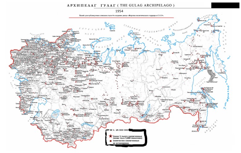 Rosyjska sieć obozów śmierci - Gułag, stan 1954