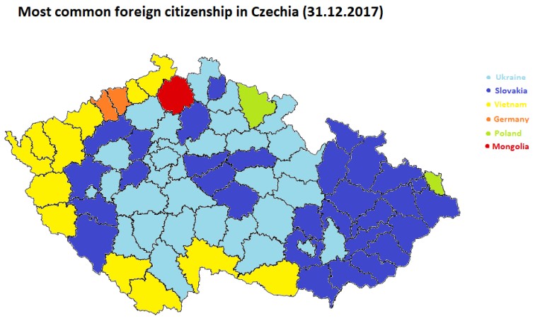 Obcokrajowcy w Czechach, 2017