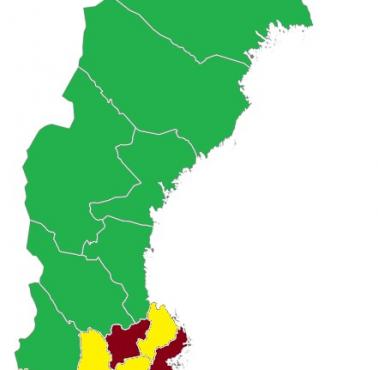 Odsetek ludności urodzonej za granicą w Szwecji według regionów, 2017