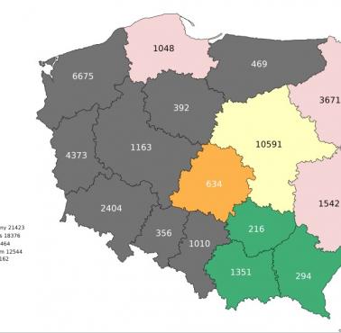 Liczba obcokrajowców w Polsce z podziałem na województwa i narodowości (z wyłączeniem Ukraińców)