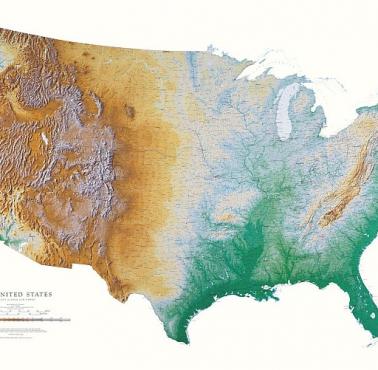 Topograficzna mapa USA