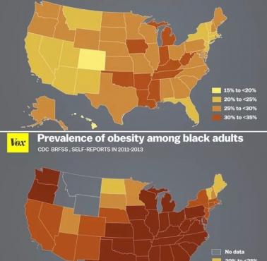Współczynnik otyłości w USA, 2011-2013