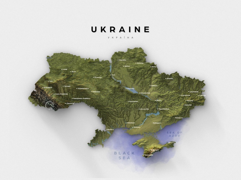 Reliefowa mapa Ukrainy