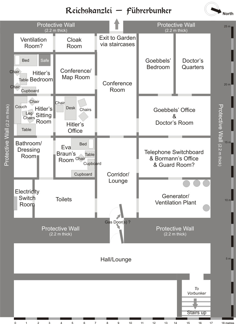 Mapa bunkra Hitlera Fuhrerbunker - 1945 r.
