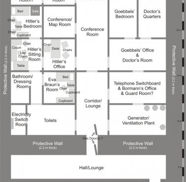 Mapa bunkra Hitlera "Fuhrerbunker" - 1945 r.