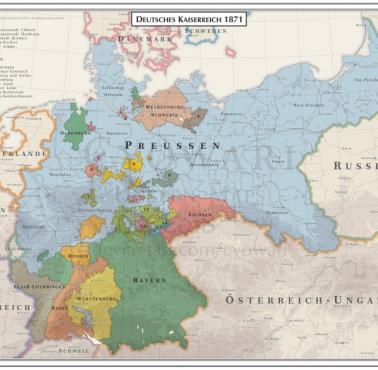 II Rzesza niemiecka utworzona przez Prusy w 1871 roku