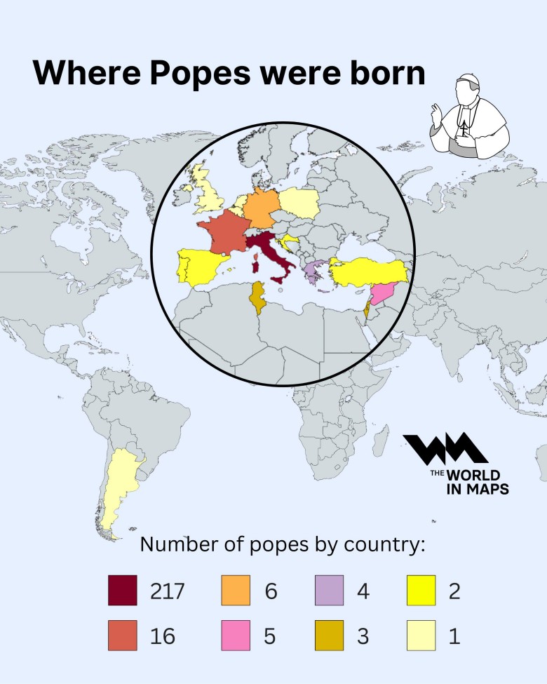 Z których krajów pochodzili papieże